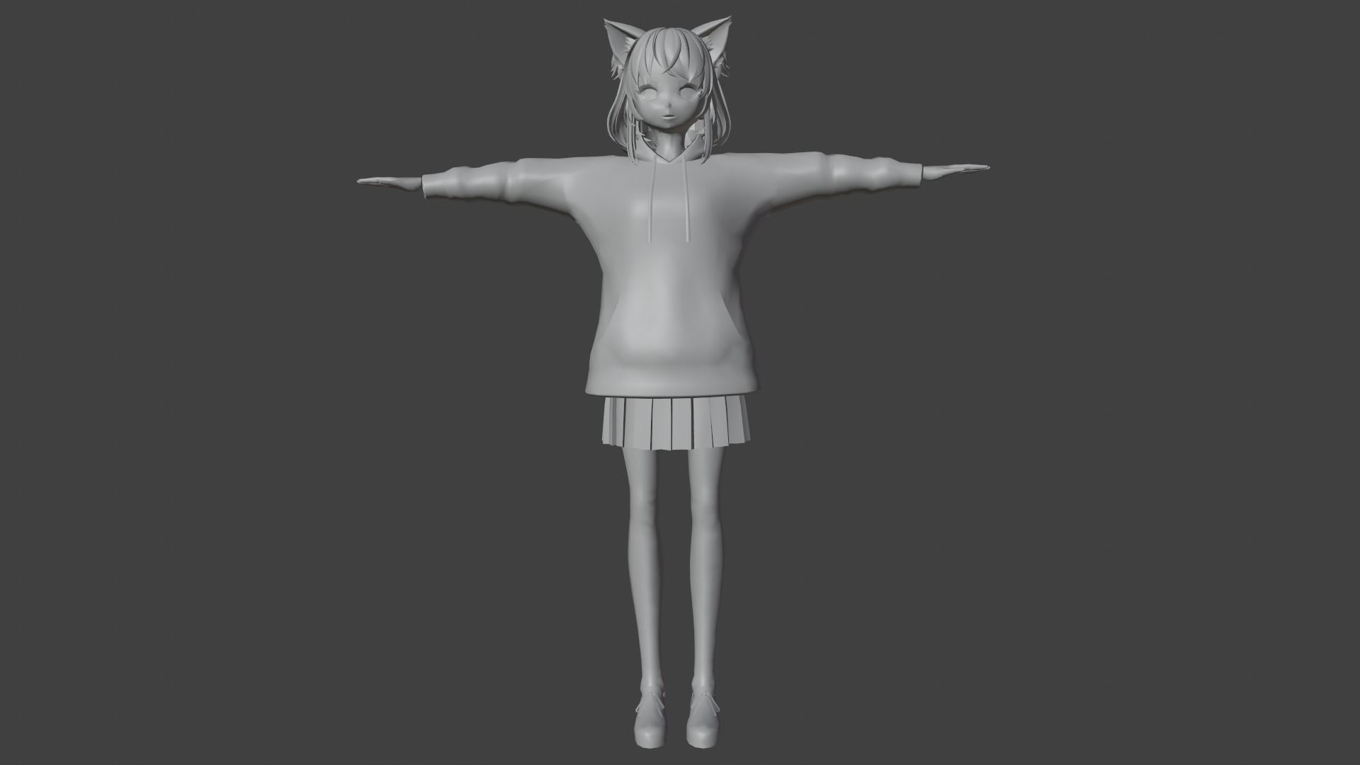 cute anime girl character - Mitsuo Low-poly 3D model_7
