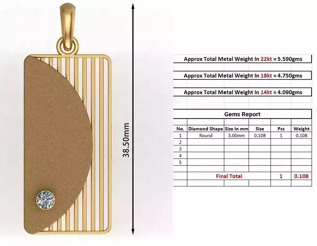 JD105-CAD-GPN gold pendant with diamonds