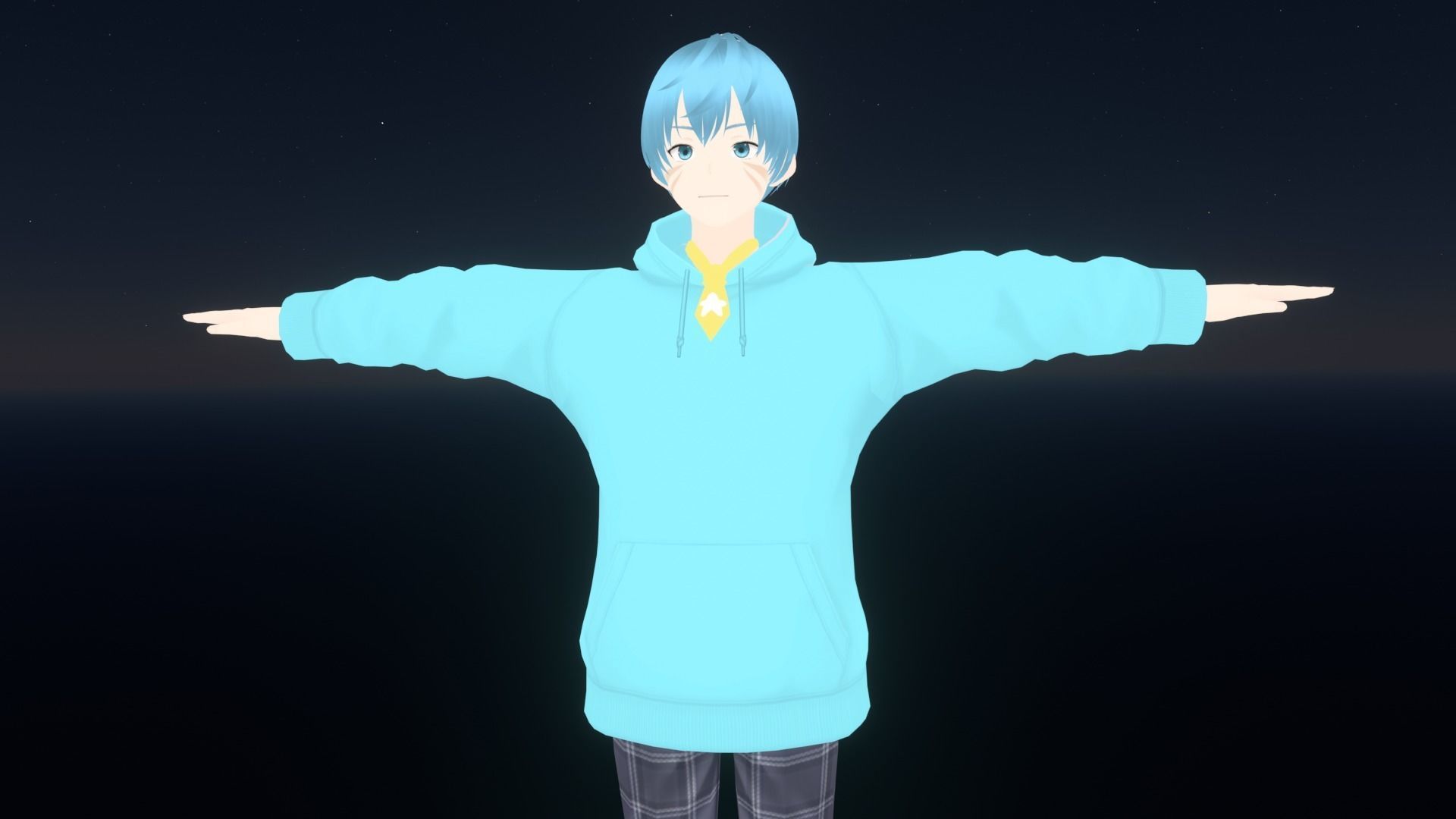 cute anime boy character - Renjiro Low-poly 3D model_1