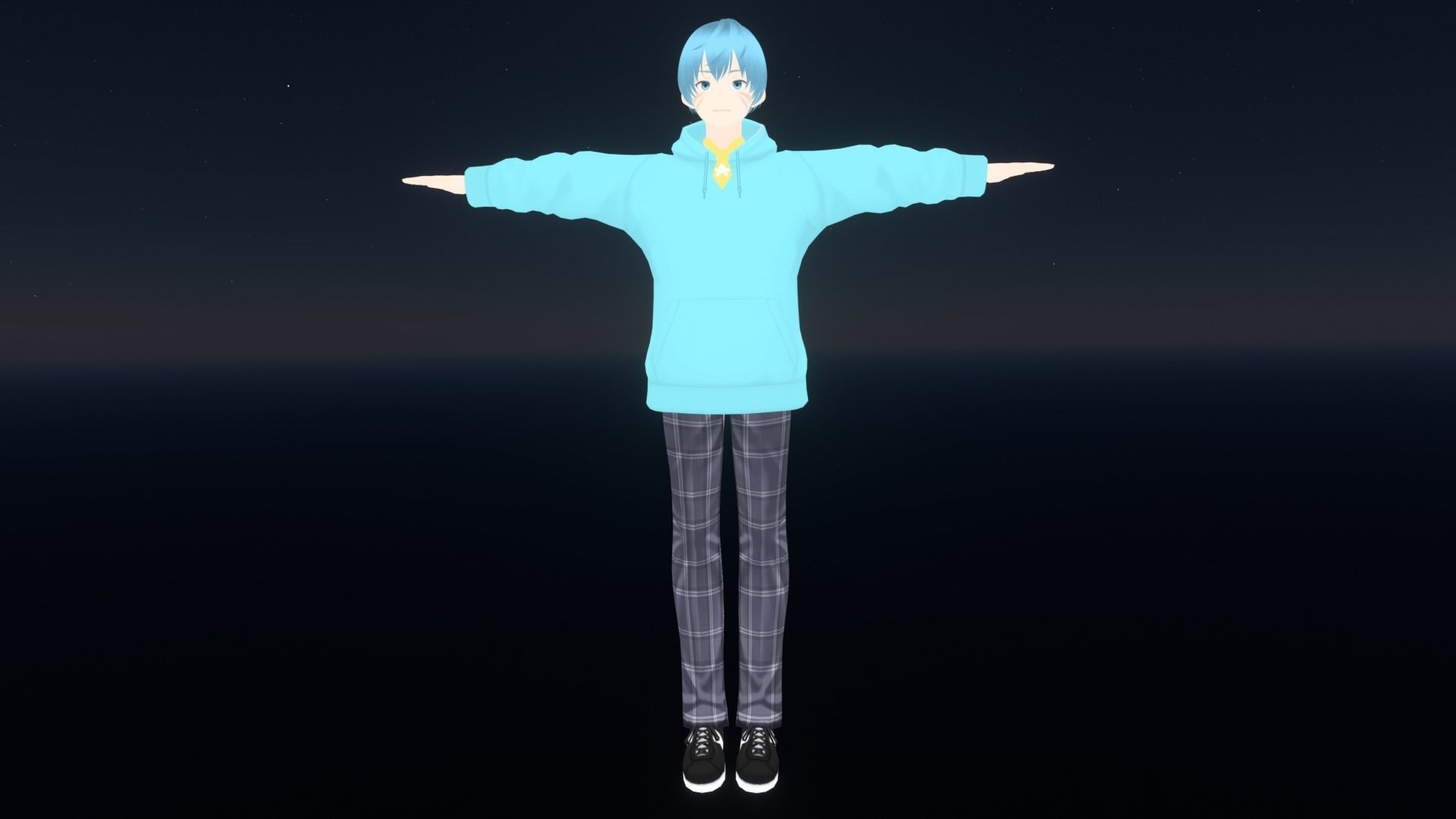 cute anime boy character - Renjiro Low-poly 3D model_2