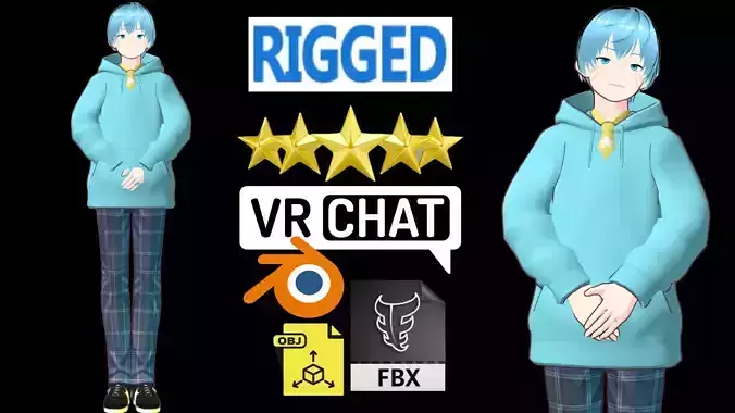 cute anime boy character - Renjiro Low-poly 3D model cute anime boy character - Renjiro Low-poly 3D model