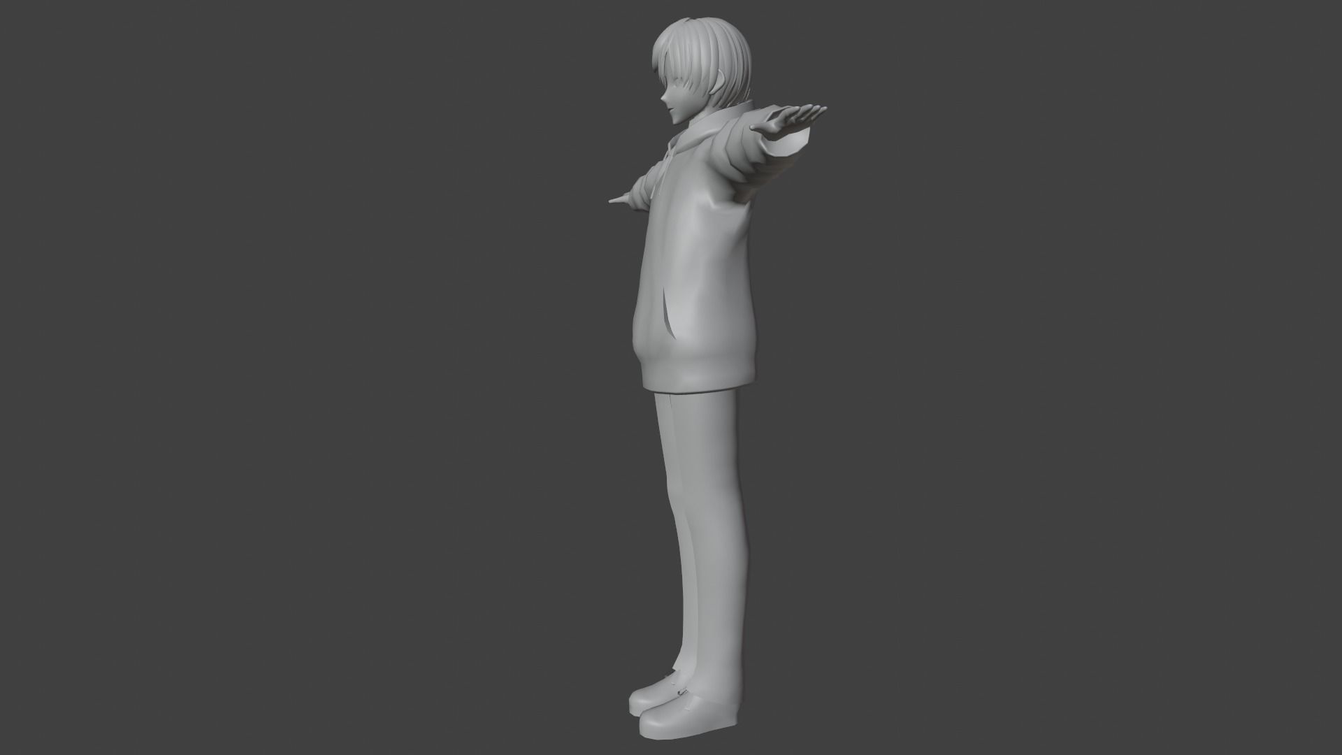 cute anime boy character - Renjiro Low-poly 3D model_9