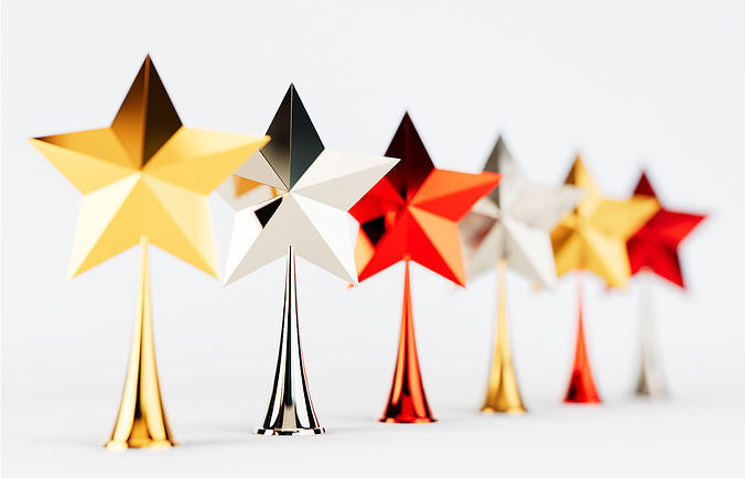 Christmas star v2 with 2 mesh 3 skin and 3 colors in 4K PBR Low-poly 3D model