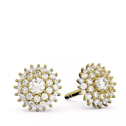 Diamond bouquet stud earrings 3D print model