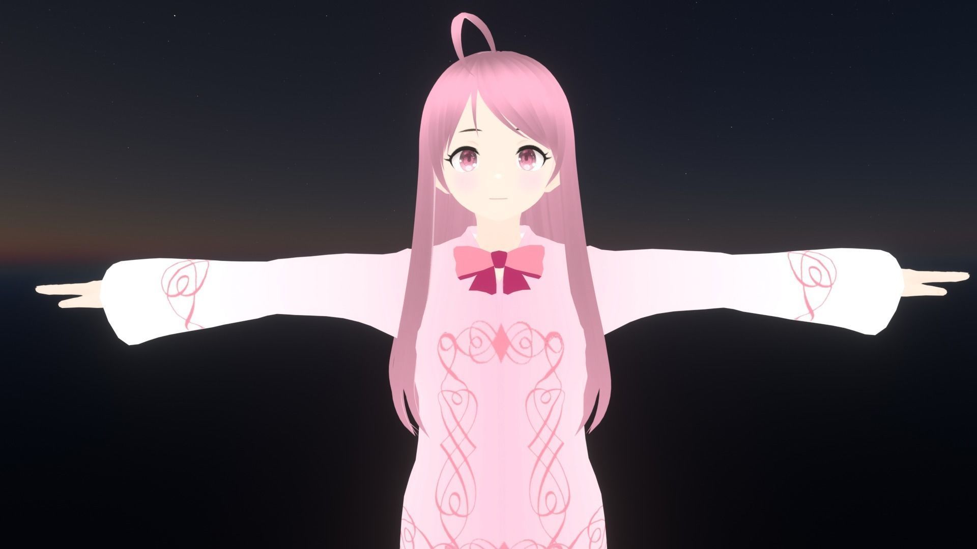 cute anime girl character - Sora Low-poly 3D model_1