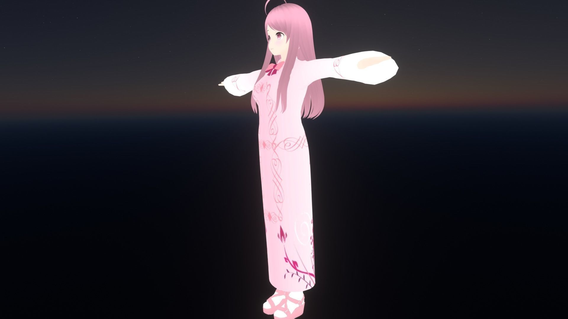 cute anime girl character - Sora Low-poly 3D model_4