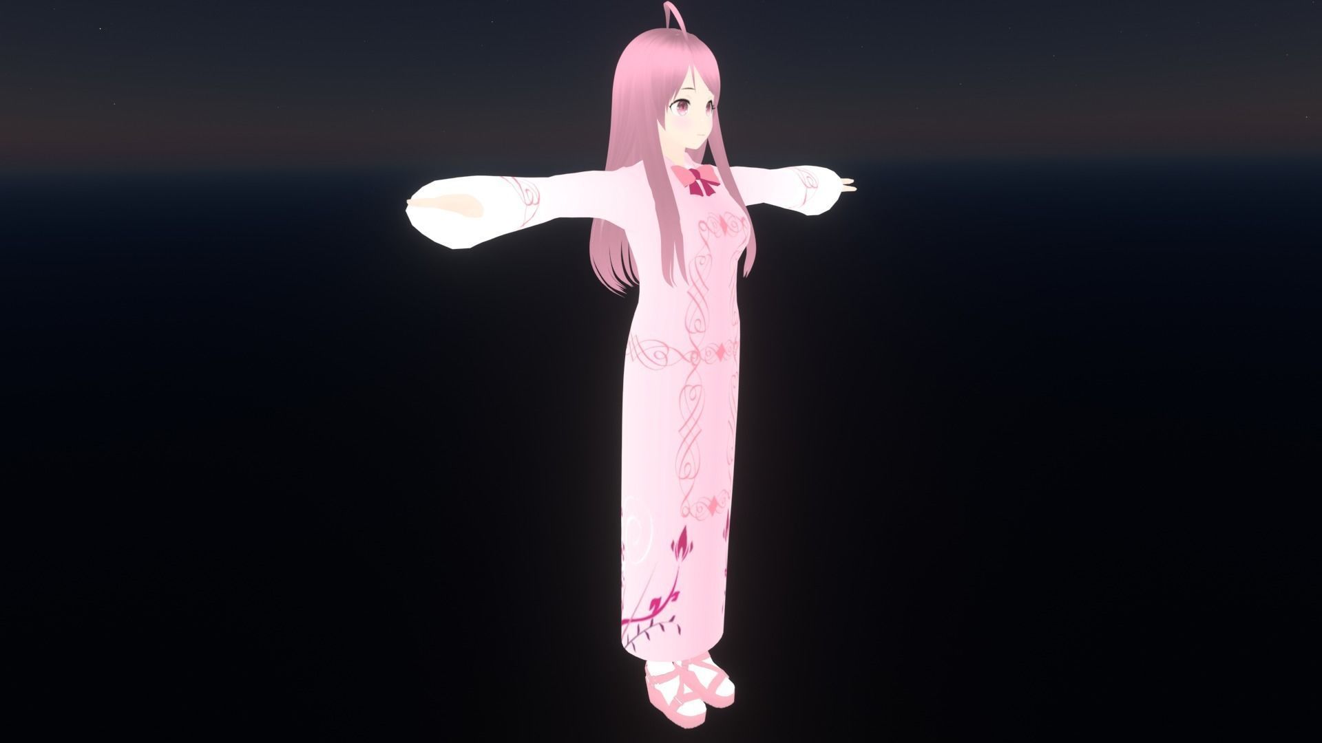 cute anime girl character - Sora Low-poly 3D model_3