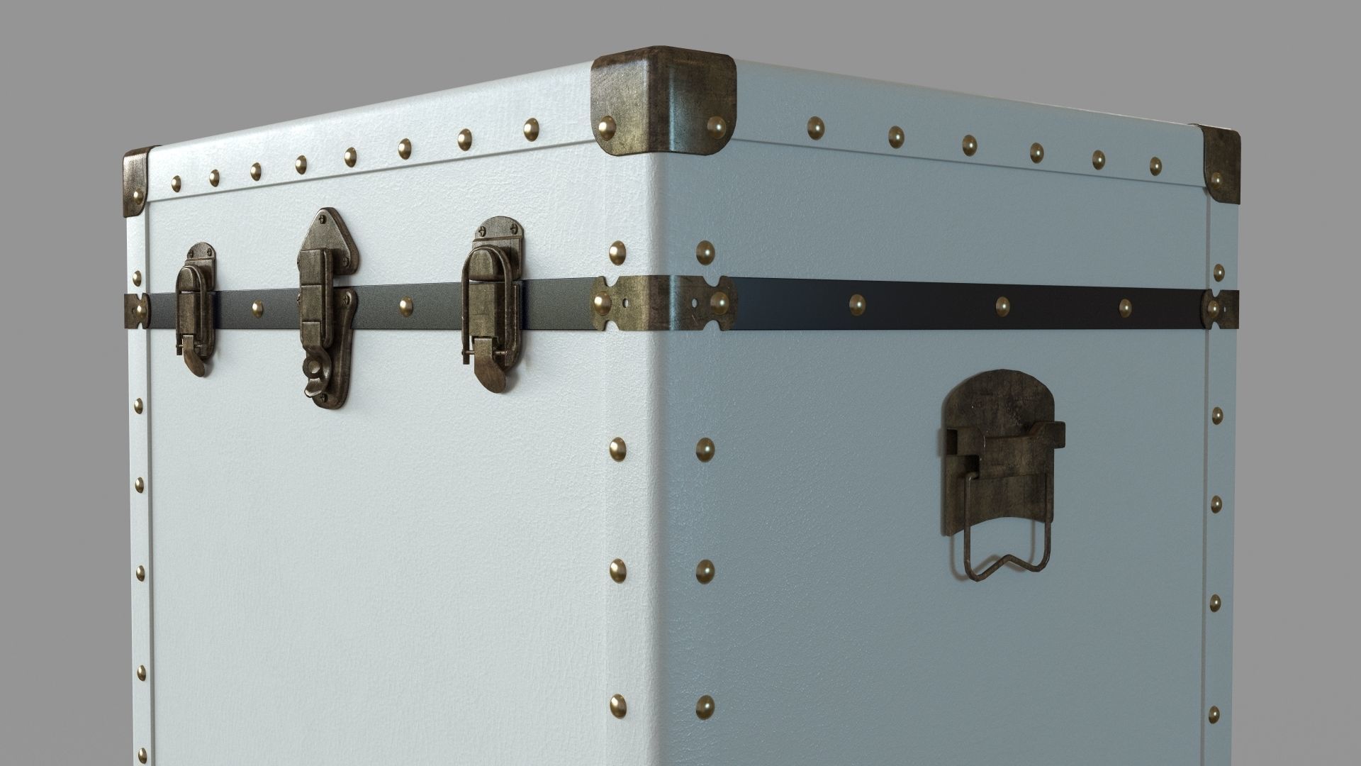 Trunk Accent Cabinet in White and Black 3D model_4