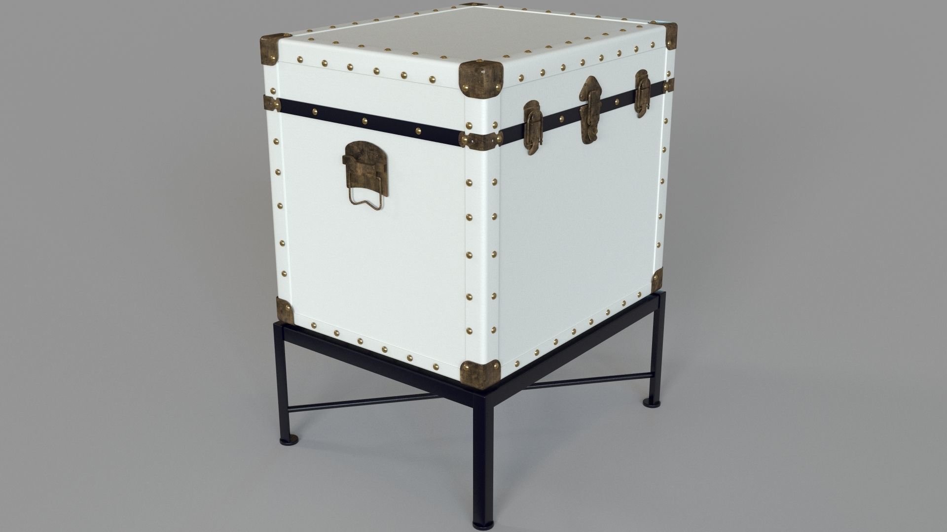 Trunk Accent Cabinet in White and Black 3D model_2