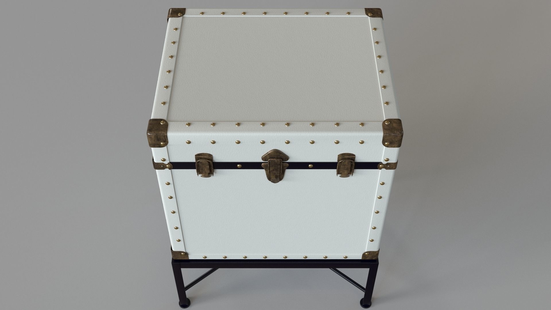 Trunk Accent Cabinet in White and Black 3D model_3