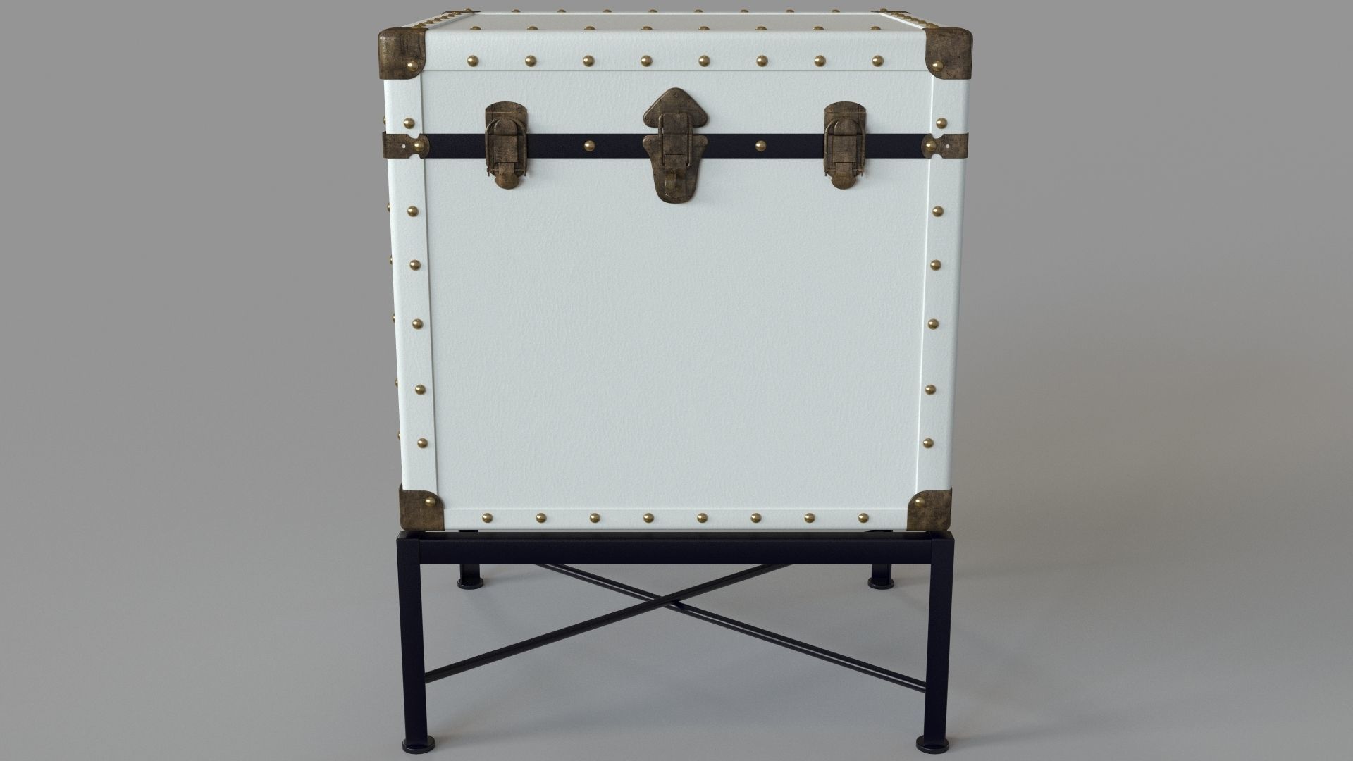 Trunk Accent Cabinet in White and Black 3D model_1