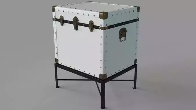 Trunk Accent Cabinet in White and Black