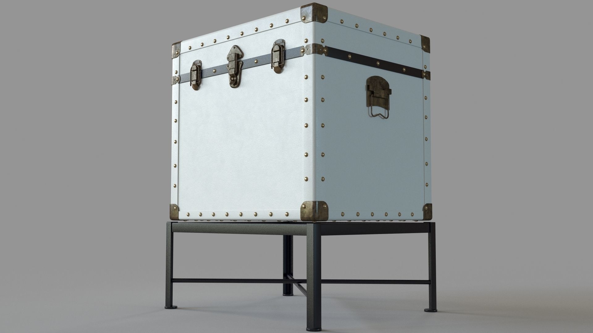 Trunk Accent Cabinet in White and Black 3D model_5