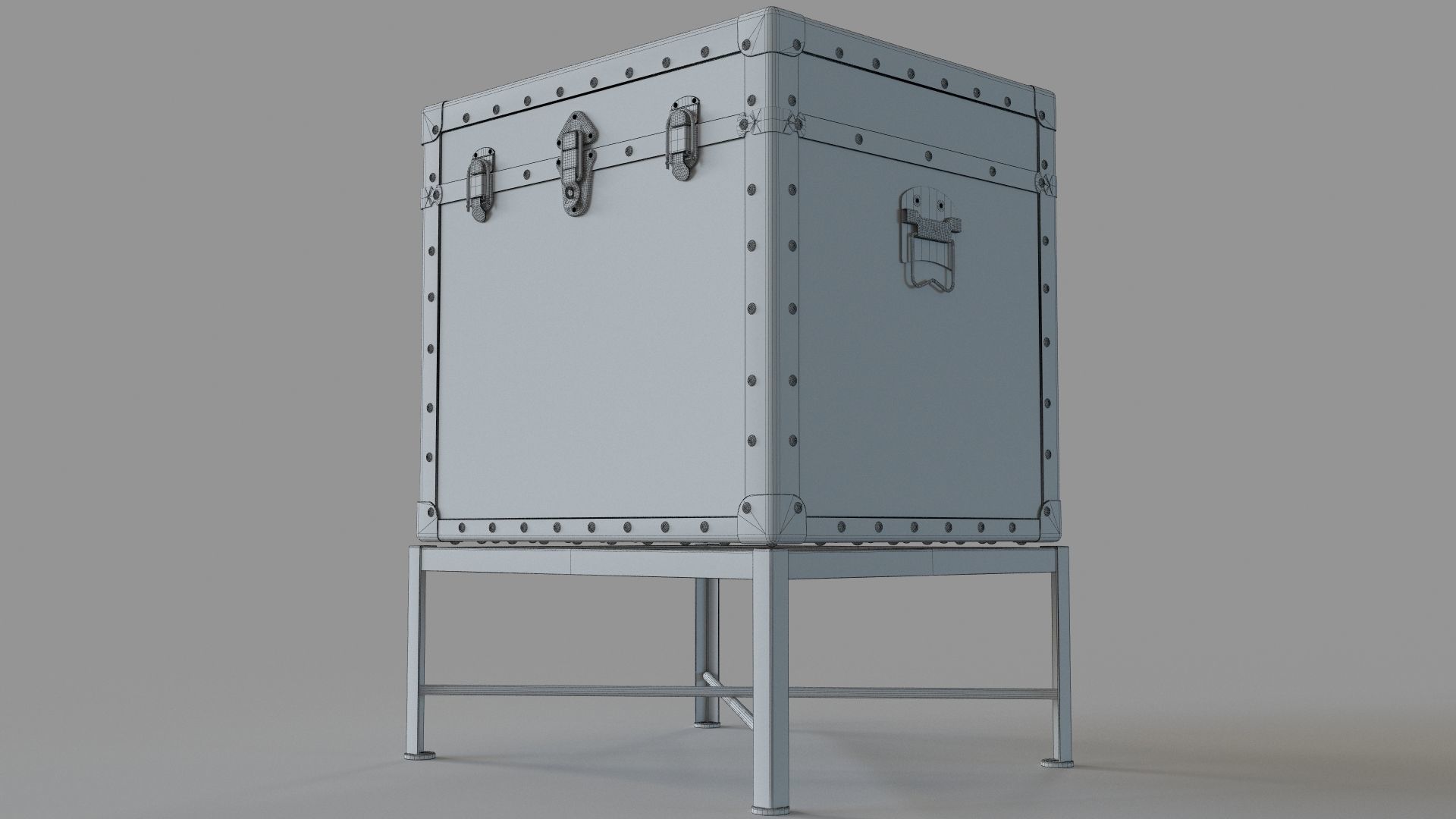Trunk Accent Cabinet in White and Black 3D model_6