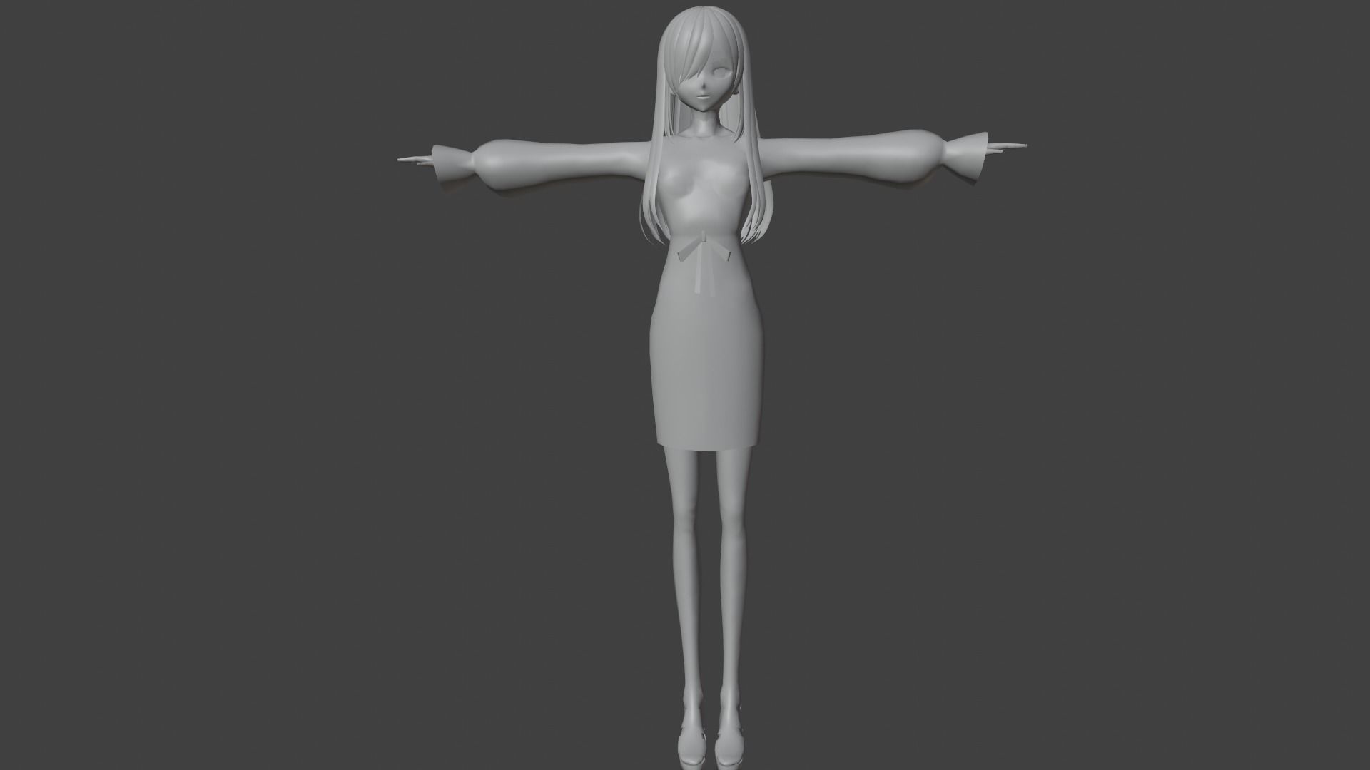 cute anime girl character - Shizu Low-poly 3D model_7