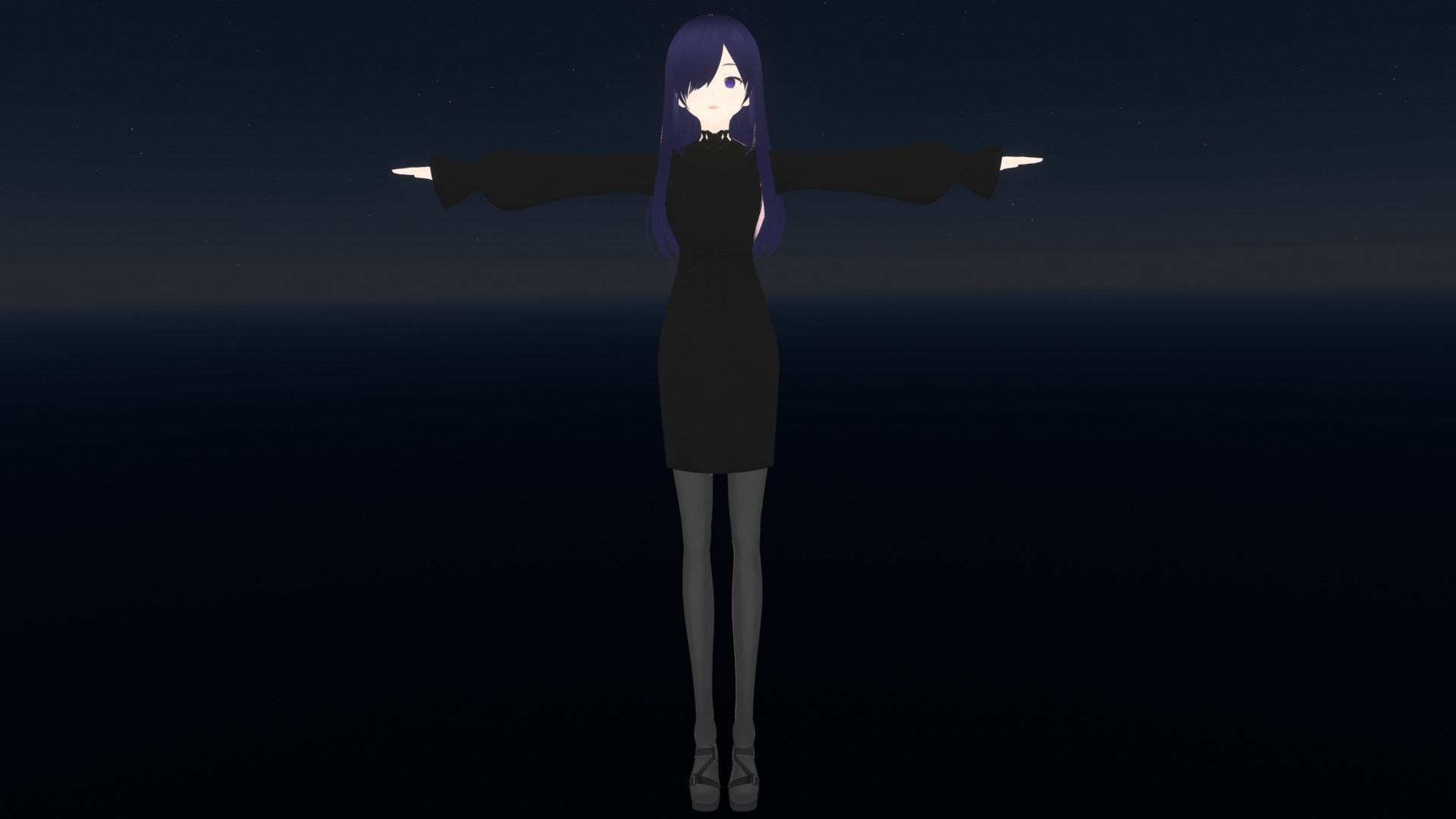 cute anime girl character - Shizu Low-poly 3D model_2