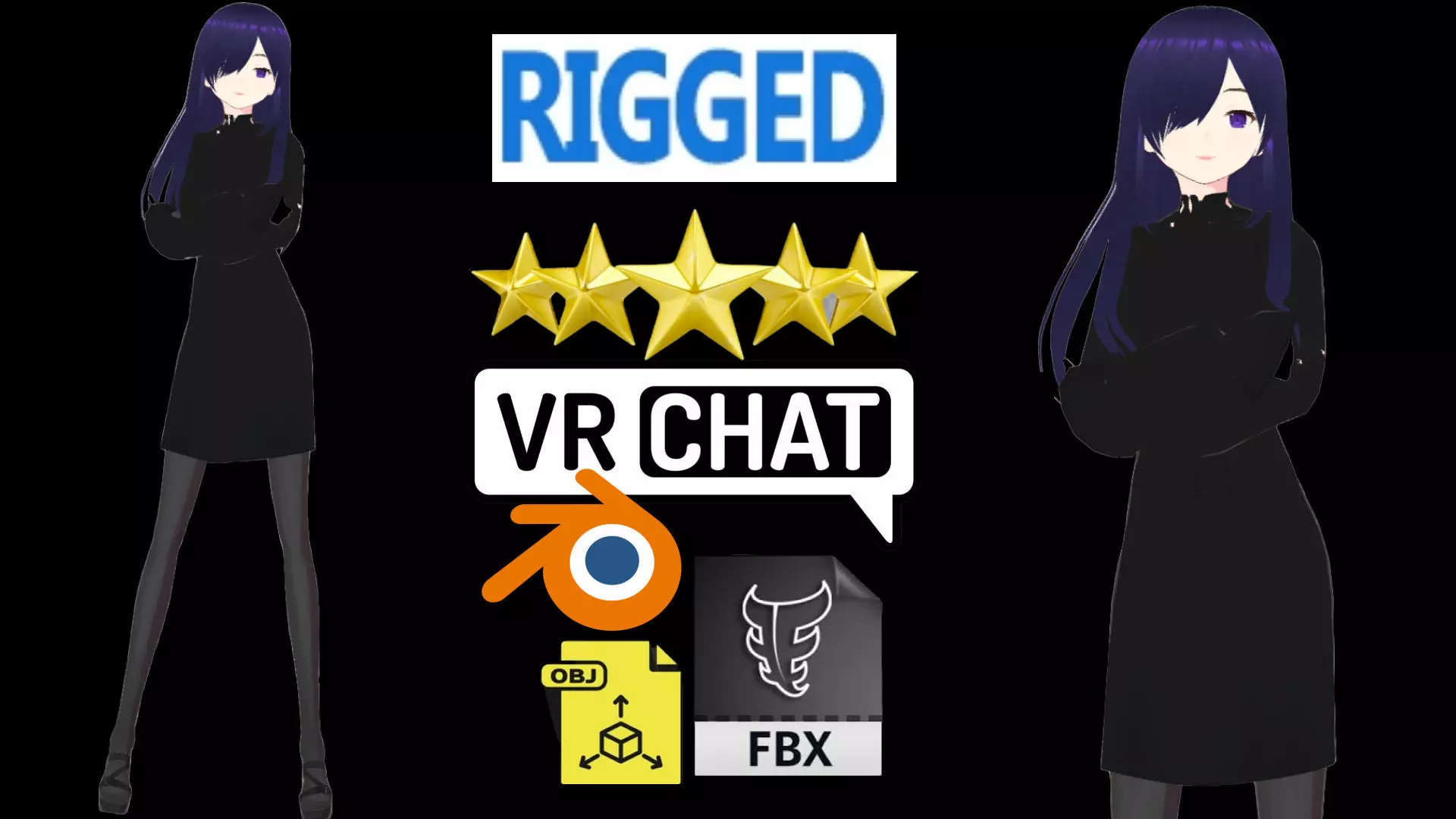 cute anime girl character - Shizu Low-poly 3D model_0