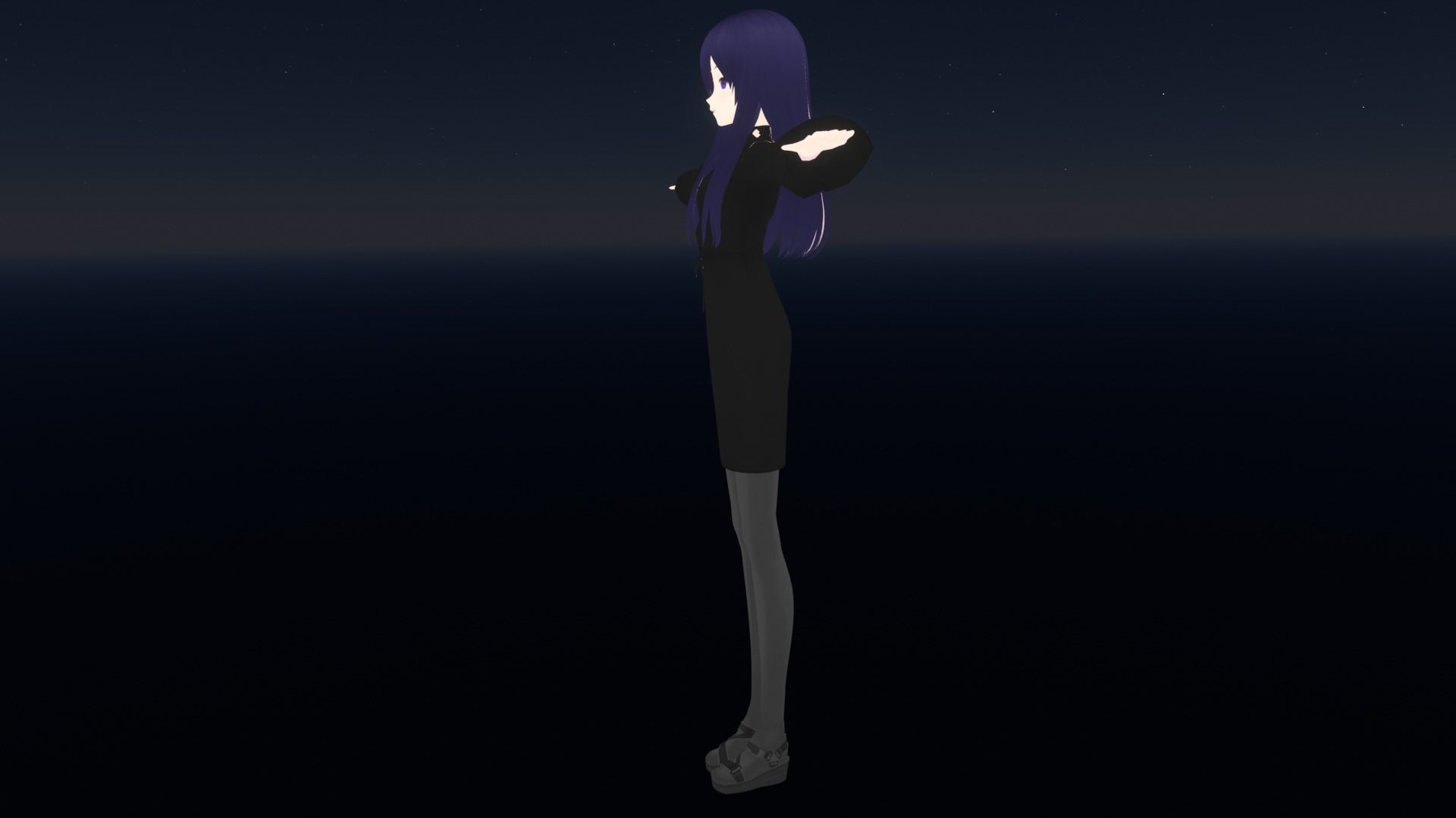 cute anime girl character - Shizu Low-poly 3D model_5