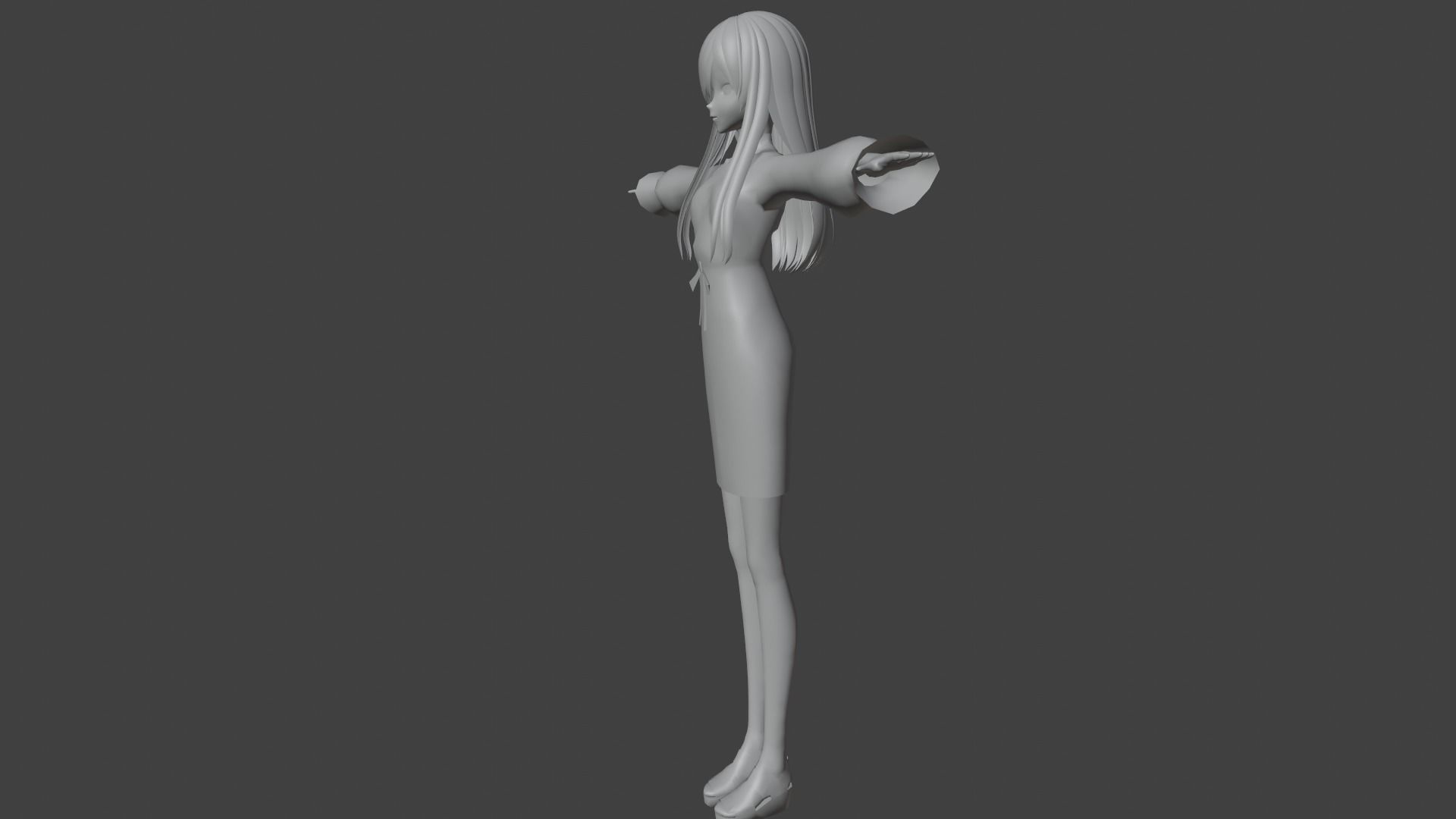 cute anime girl character - Shizu Low-poly 3D model_9