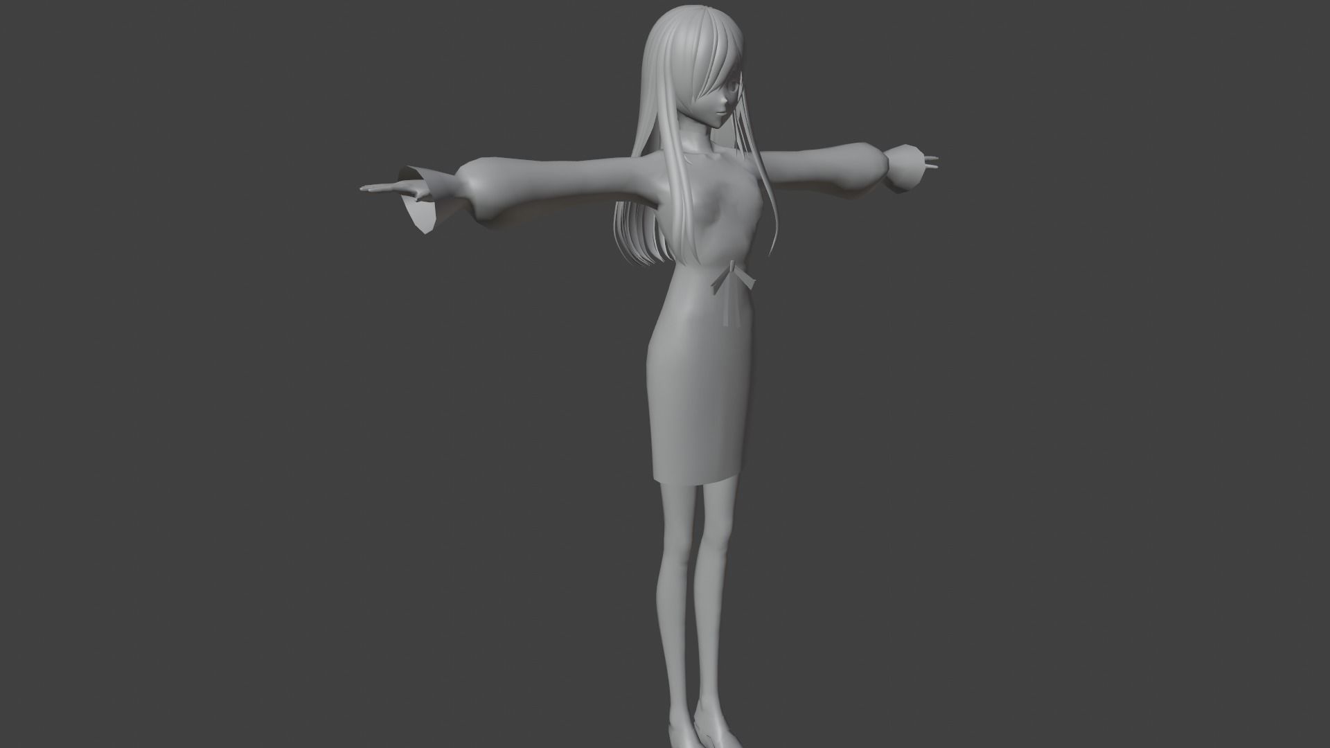 cute anime girl character - Shizu Low-poly 3D model_8