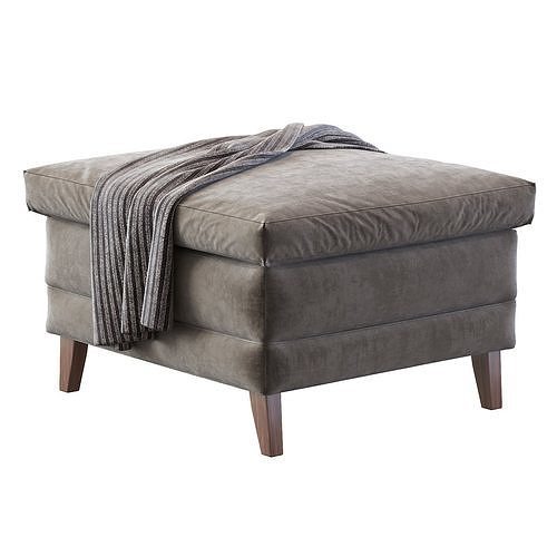 1970s Walter Knoll Leather Ottoman 3D model 4