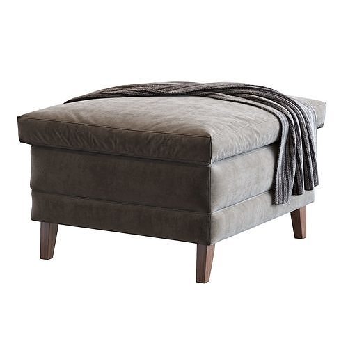 1970s Walter Knoll Leather Ottoman 3D model 3