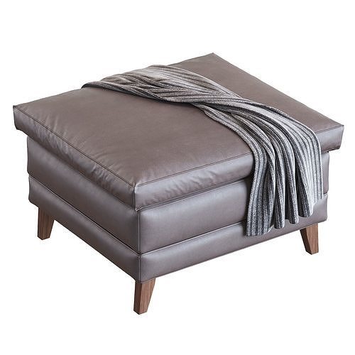 1970s Walter Knoll Leather Ottoman 3D model 7