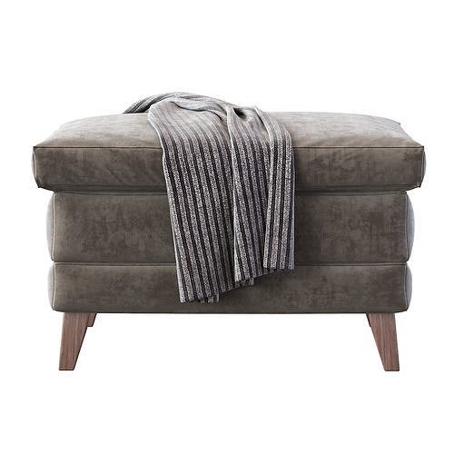 1970s Walter Knoll Leather Ottoman 3D model 5