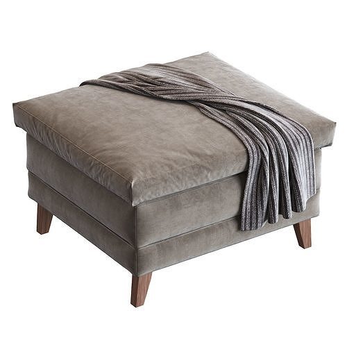 1970s Walter Knoll Leather Ottoman 3D model 2