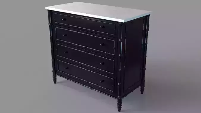 Hampstead 4-Drawer Dresser Single Marble Top Ebony