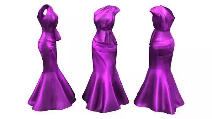 Off Shoulder Gown Dress with Frills