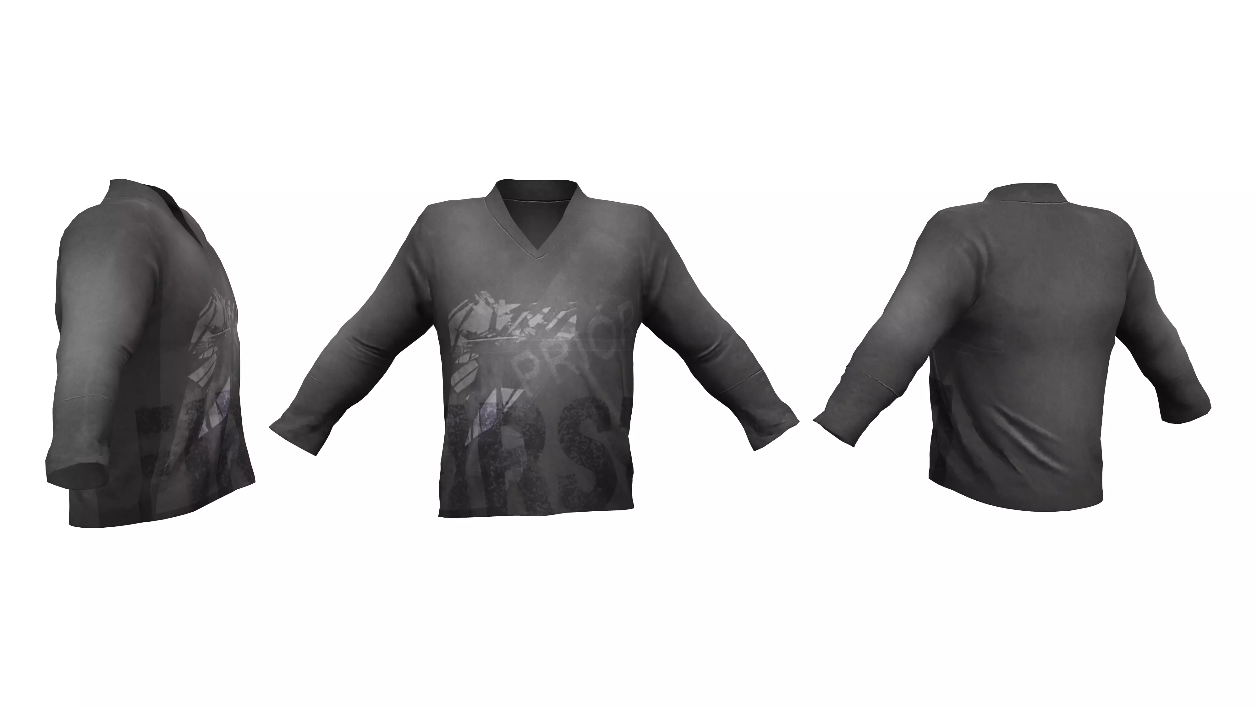 Male V-Neck Long Sleeve T-Shirt Low-poly 3D model