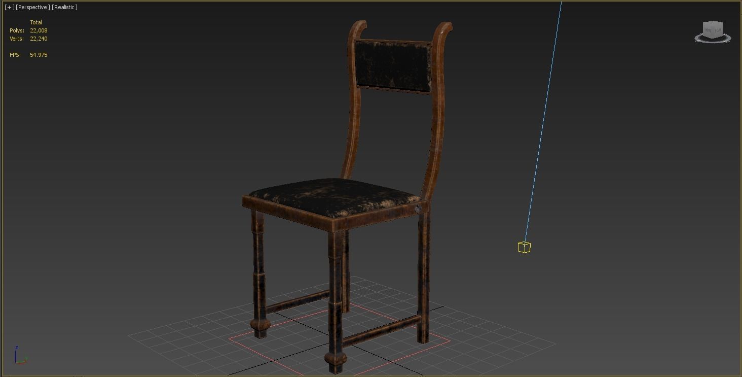 retro wooden  chair  3D model_4