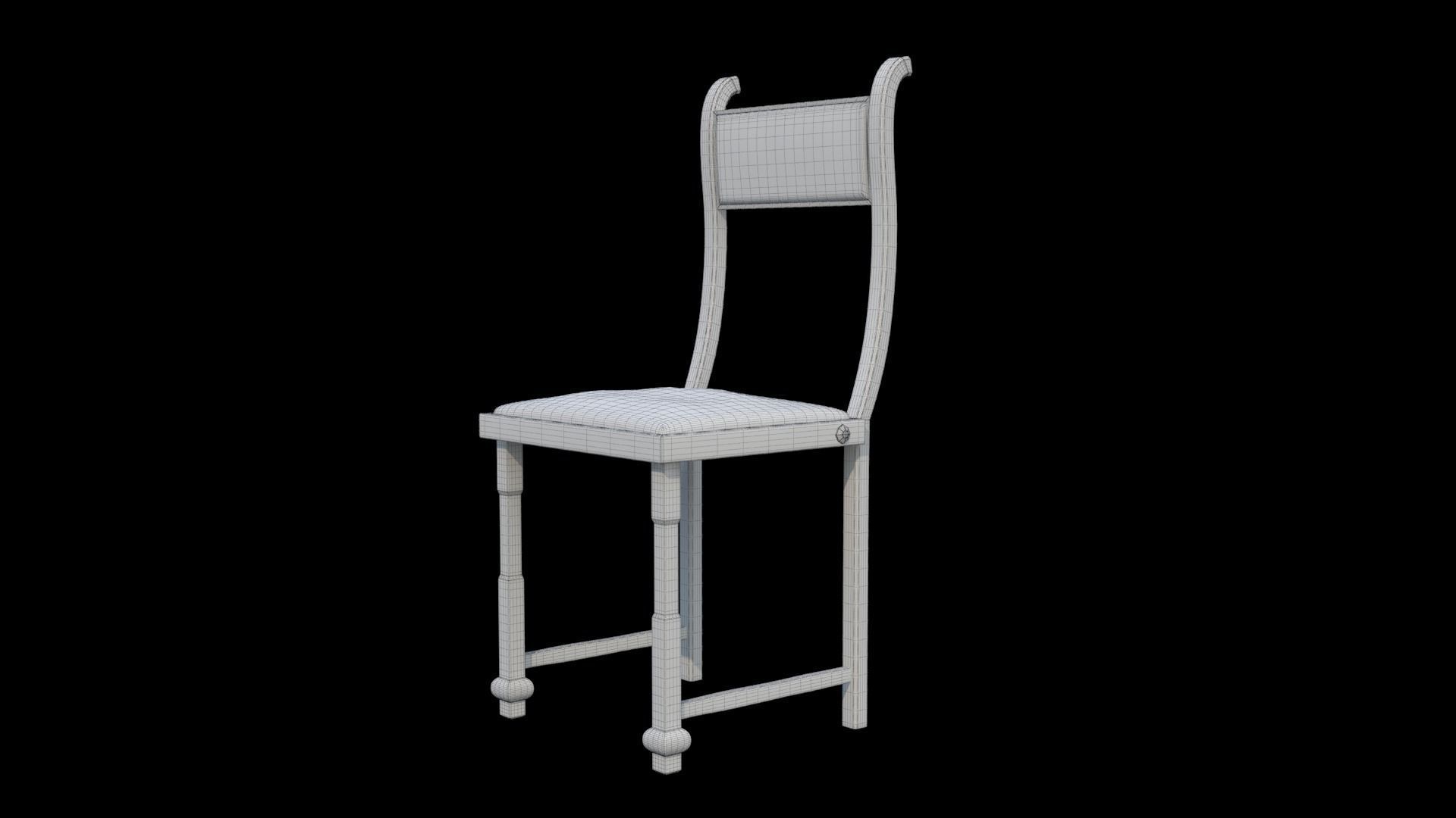 retro wooden  chair  3D model_3