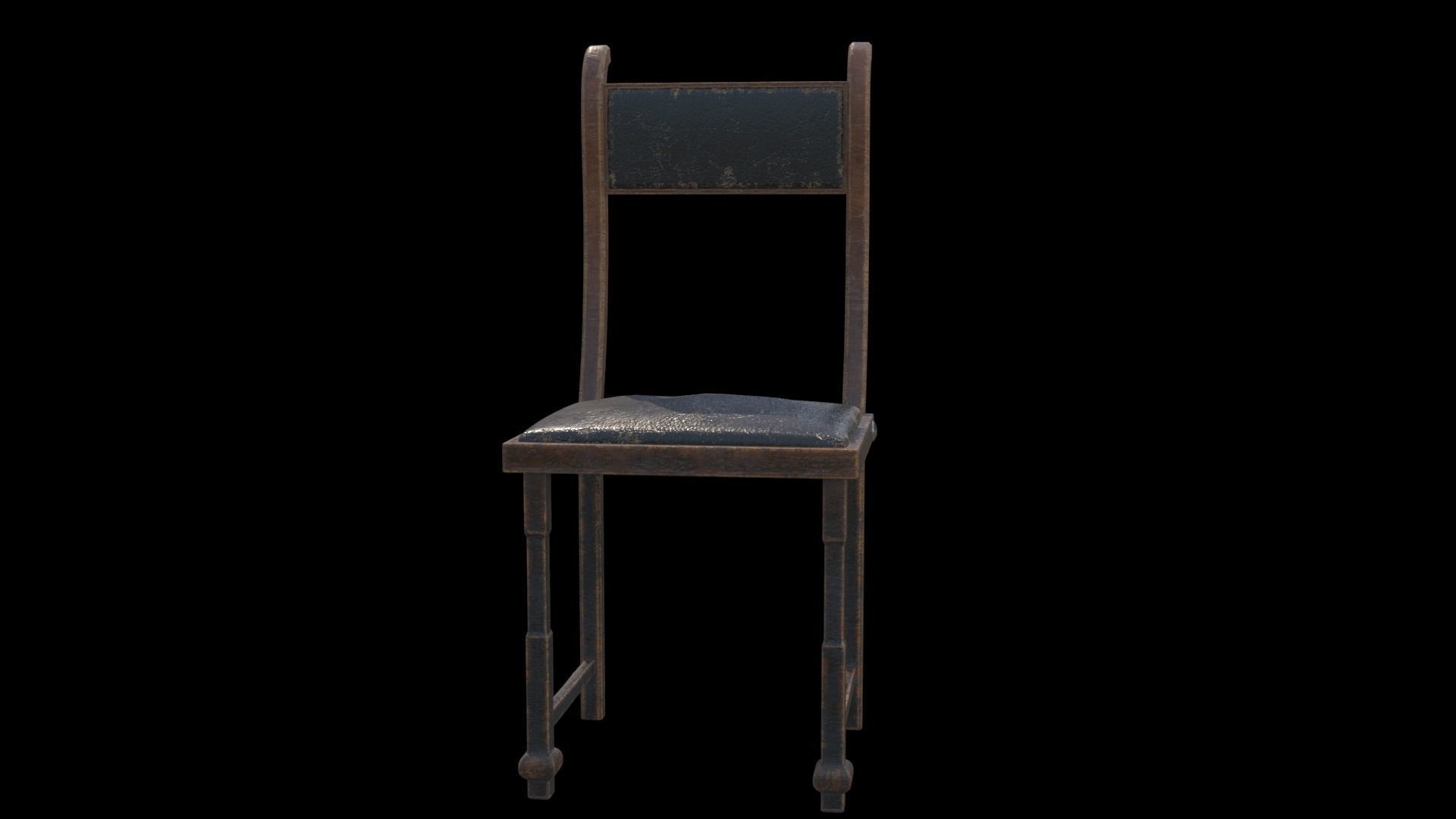 retro wooden  chair  3D model_2