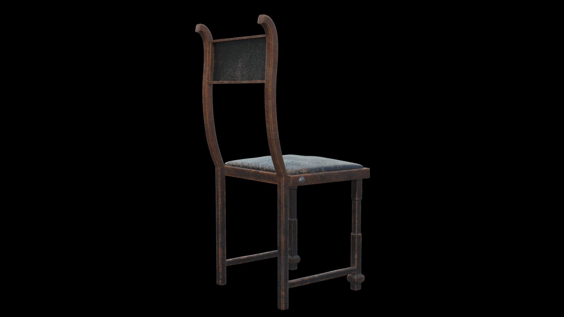 retro wooden  chair  3D model_1