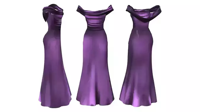 Off Shoulder Mermaid Gown Dress Low-poly 3D model