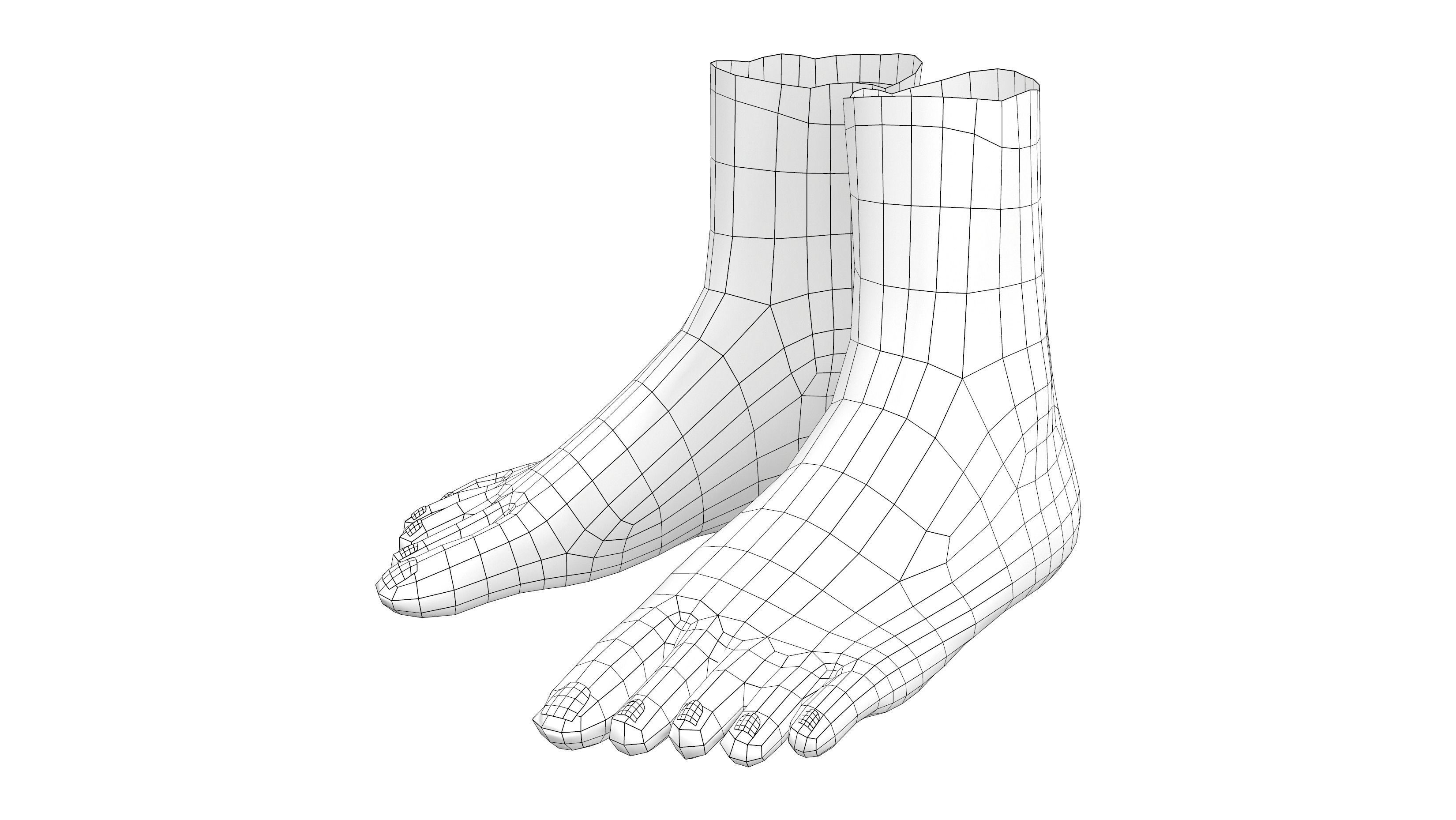 Flat Feet Low-poly 3D model_5