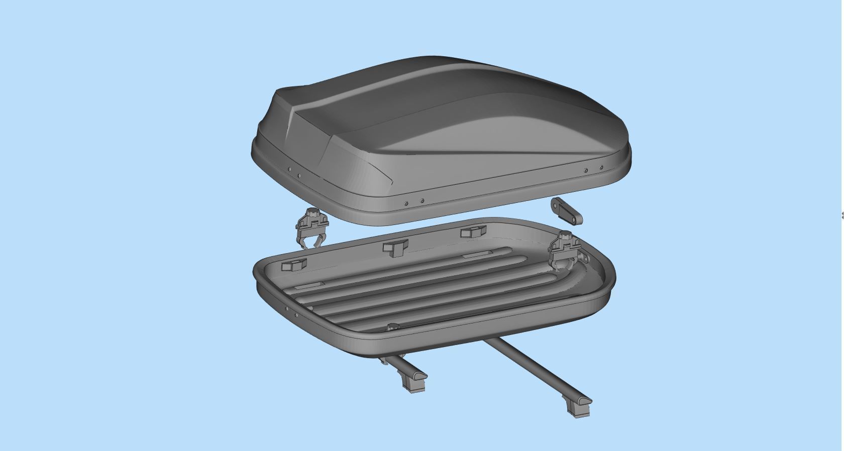 Rooftop Cargo Boxes Car roof rack with cargo box 3D print model_9
