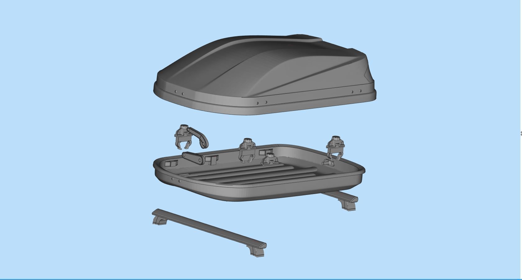 Rooftop Cargo Boxes Car roof rack with cargo box 3D print model_2