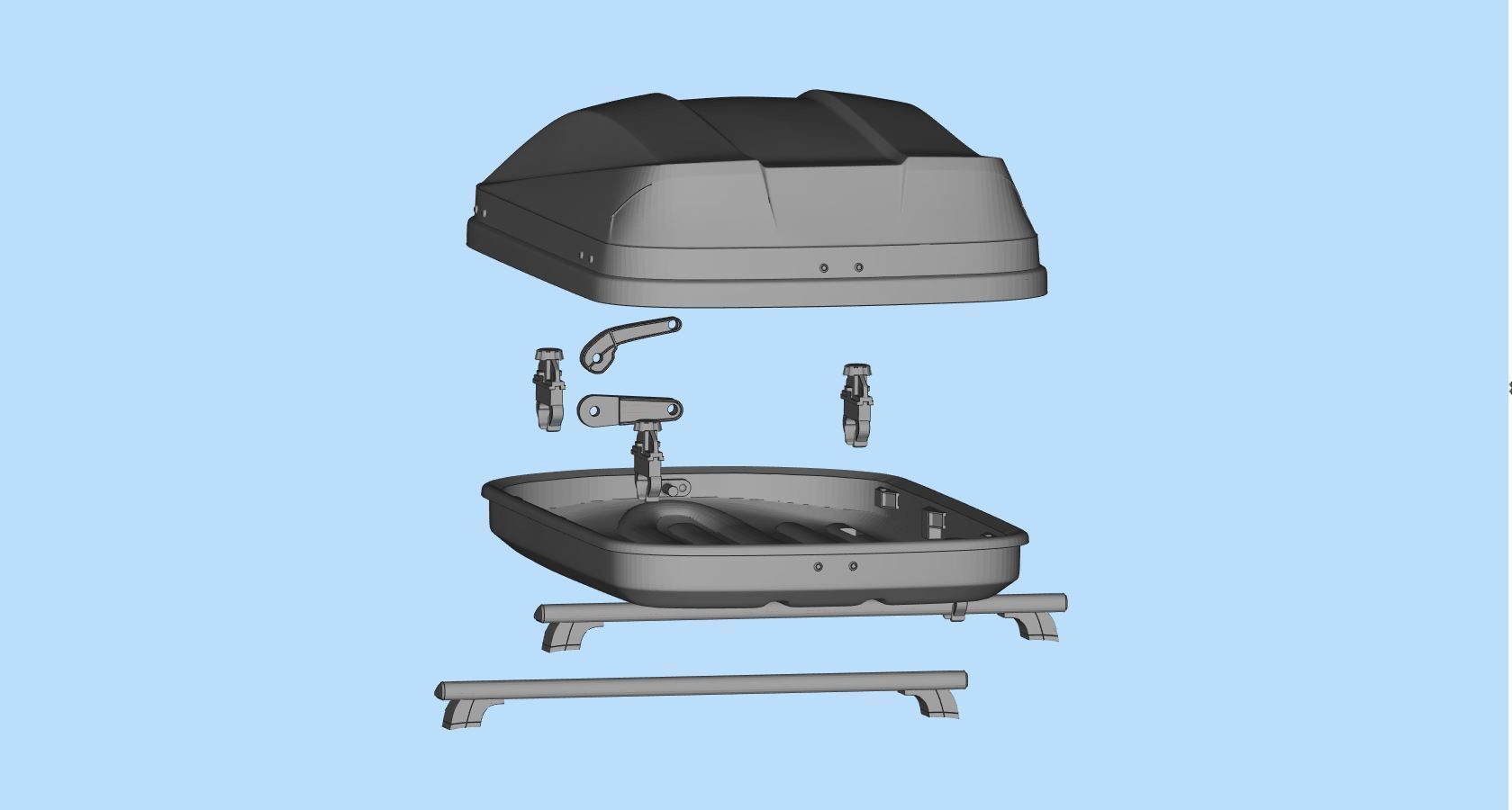 Rooftop Cargo Boxes Car roof rack with cargo box 3D print model_16