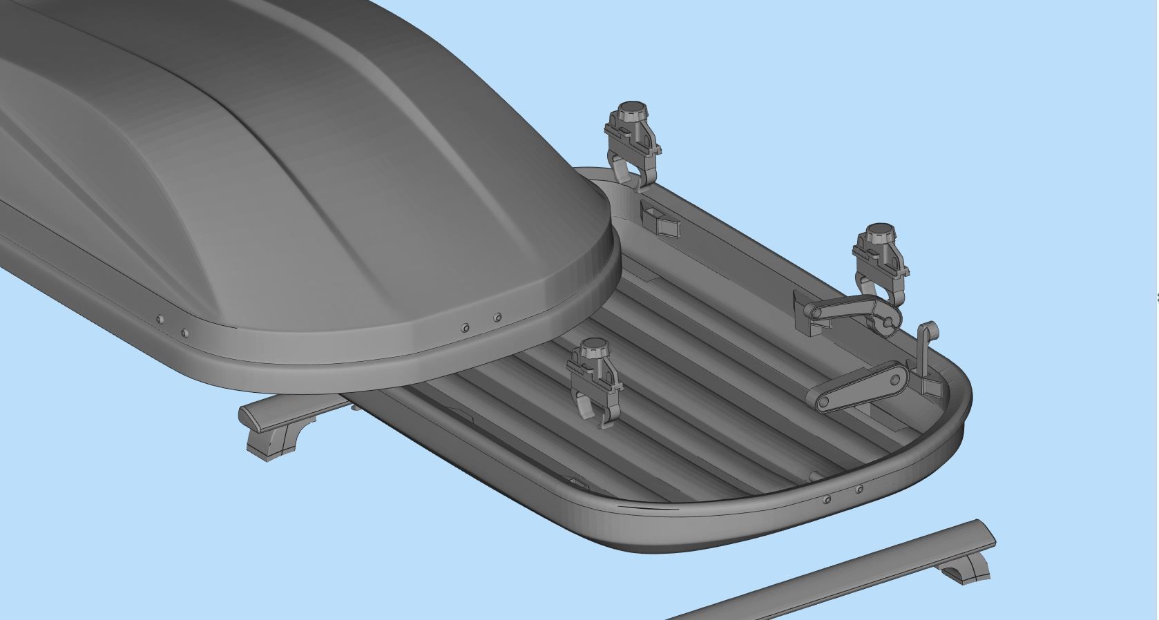Rooftop Cargo Boxes Car roof rack with cargo box 3D print model_14