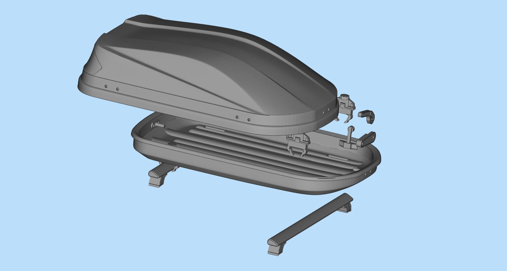 Rooftop Cargo Boxes Car roof rack with cargo box 3D print model_13