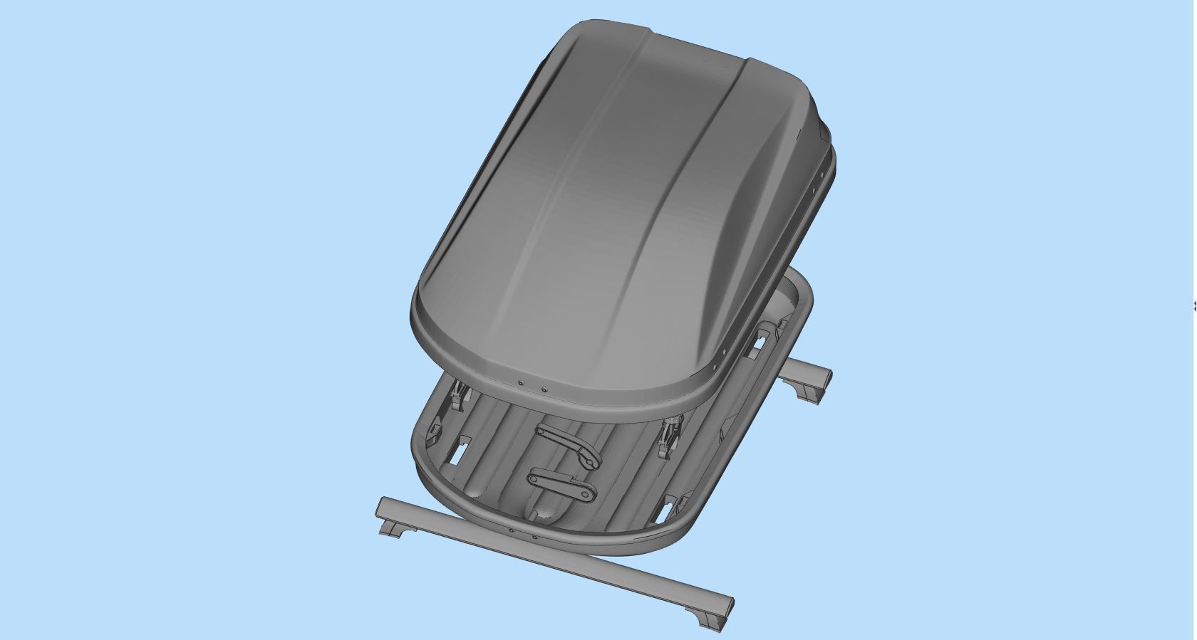 Rooftop Cargo Boxes Car roof rack with cargo box 3D print model_10