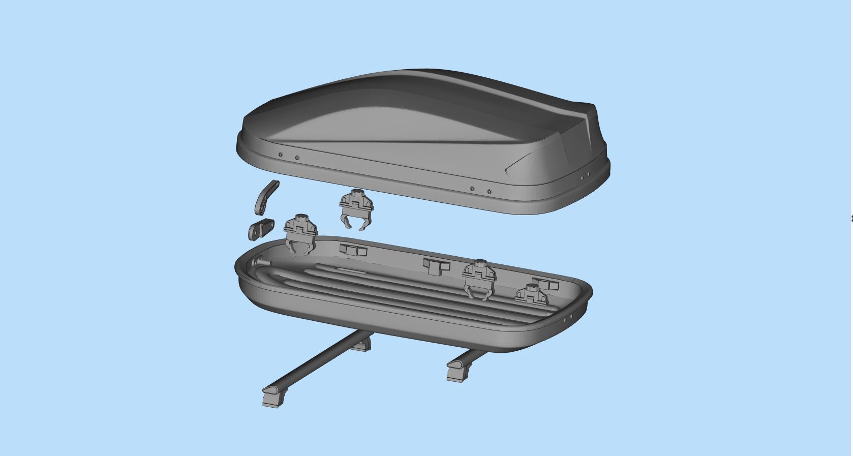 Rooftop Cargo Boxes Car roof rack with cargo box 3D print model_15