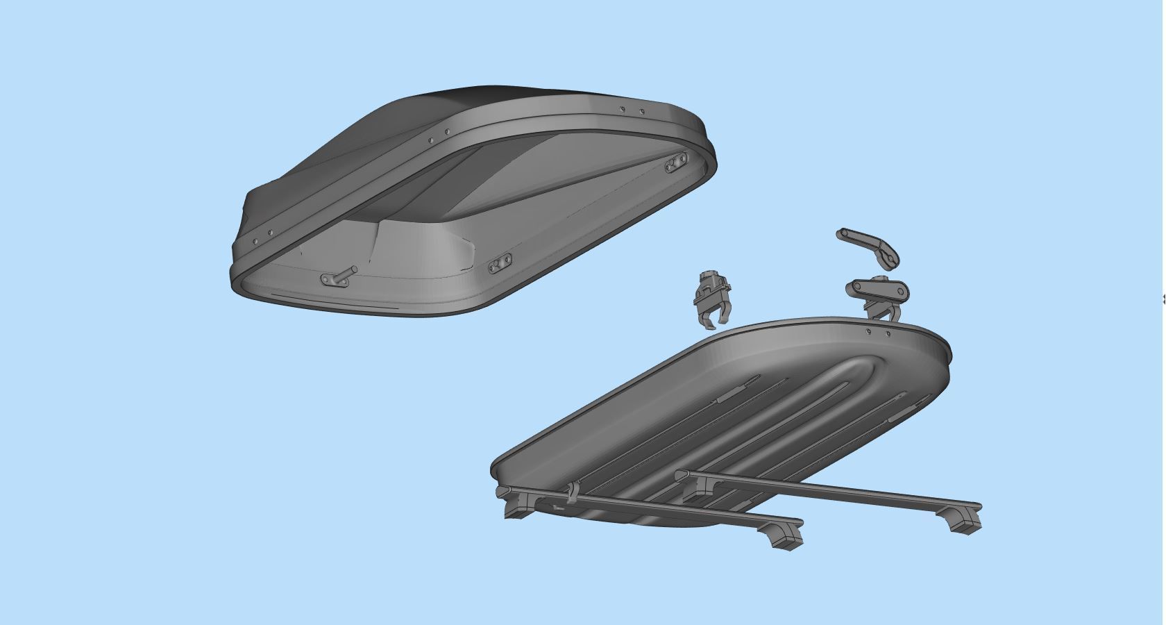 Rooftop Cargo Boxes Car roof rack with cargo box 3D print model_12
