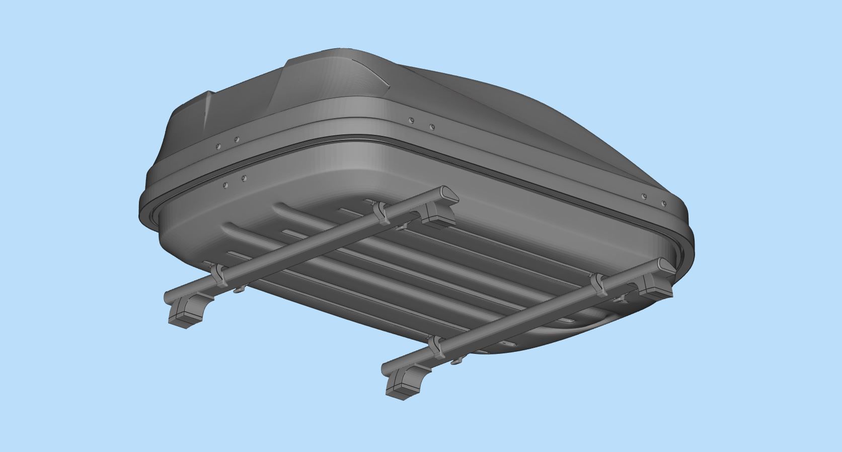 Rooftop Cargo Boxes Car roof rack with cargo box 3D print model_8