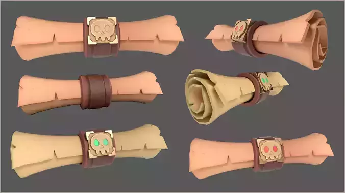 Stylized Magic Scrolls With Four Texture Sets