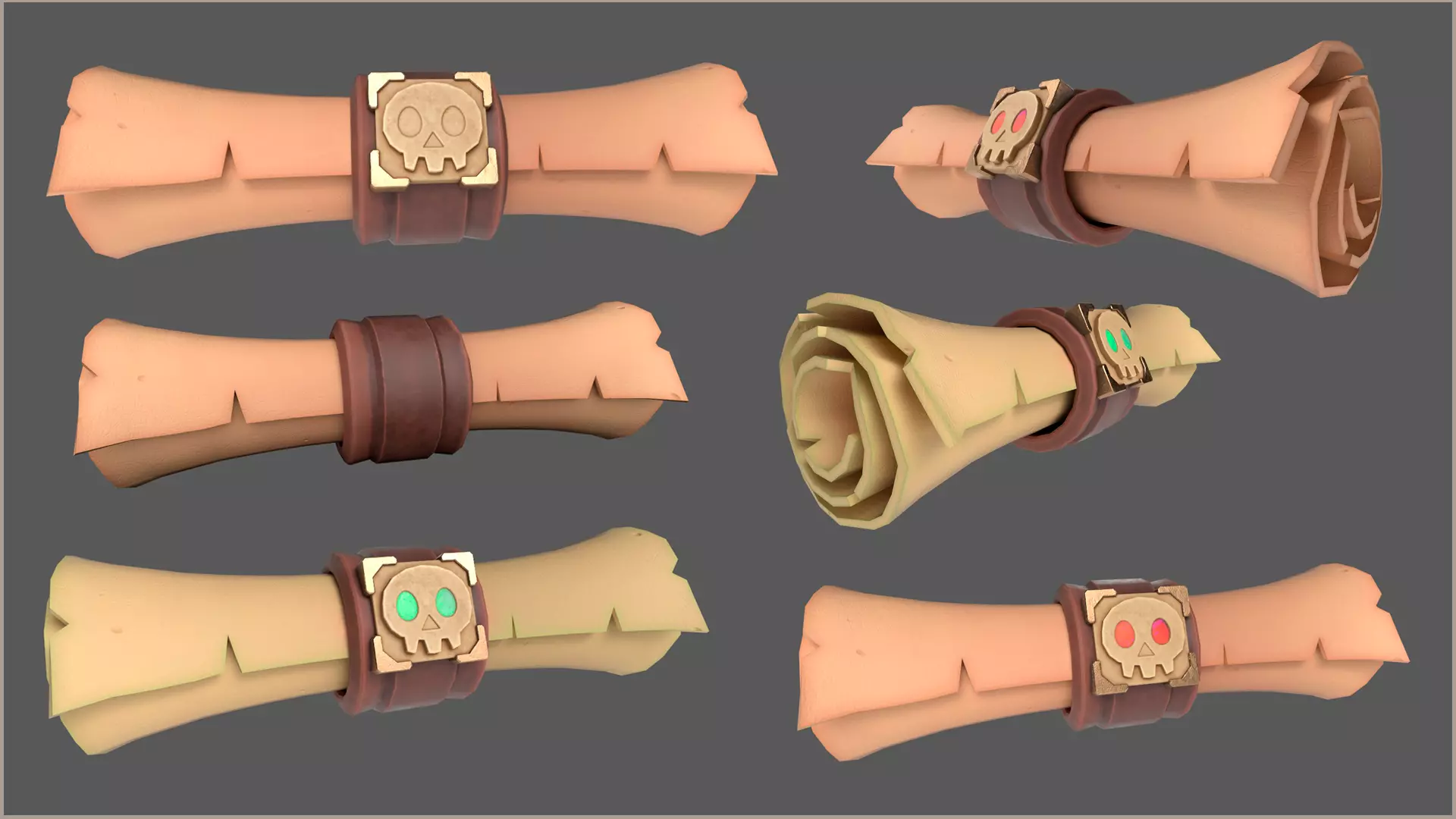 Stylized Magic Scrolls With Four Texture Sets Low-poly 3D model