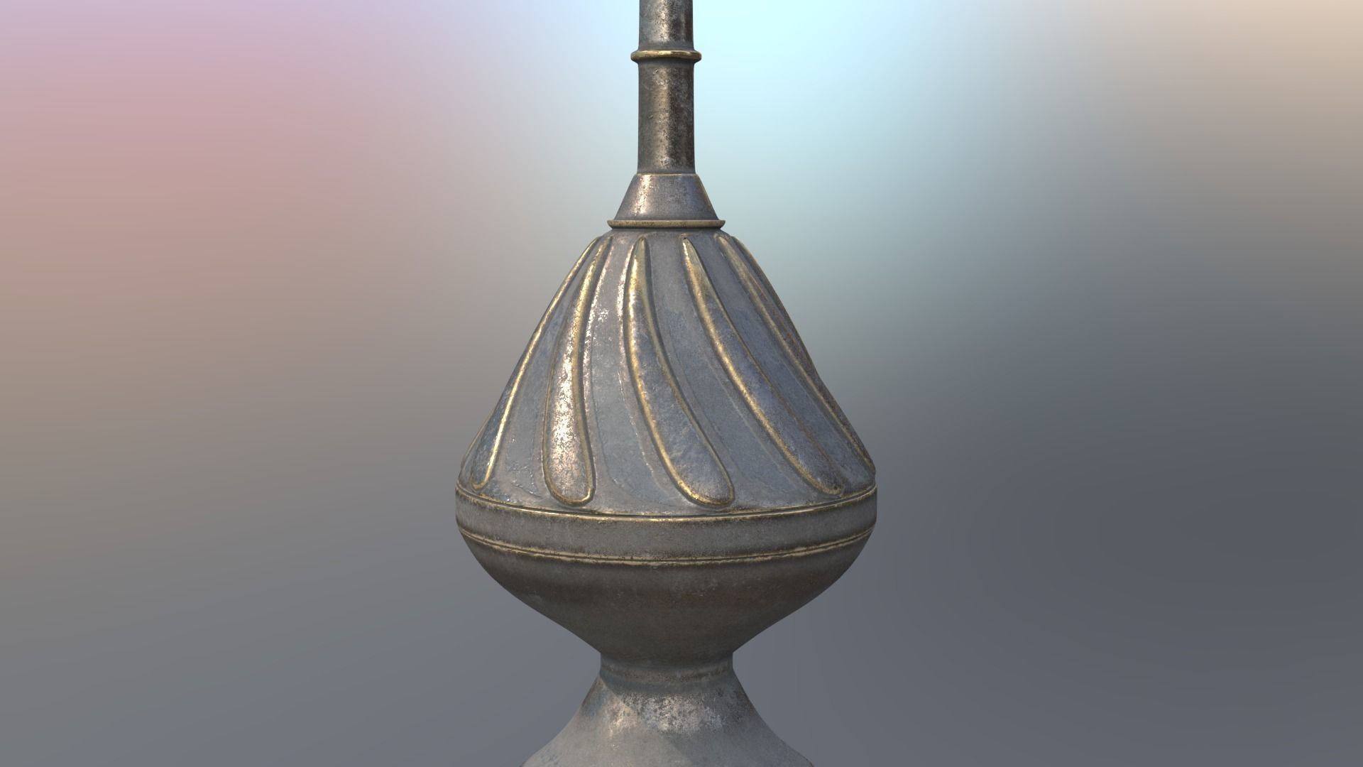 ornamental metal pipe with long handle 3D model_1